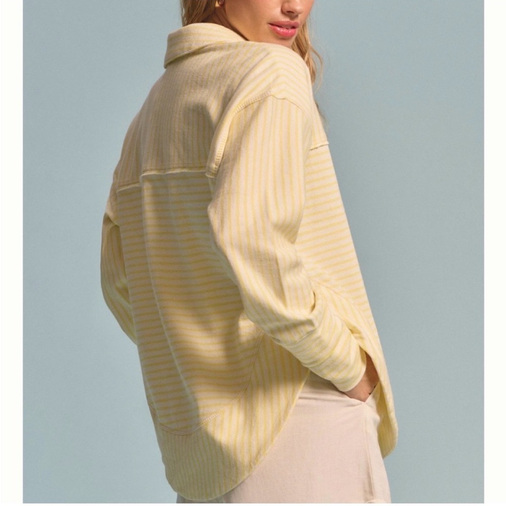 Pilcro Spiced Henley Sweatshirt, Anthropologie, size M Yellow & White - Picture 5 of 14